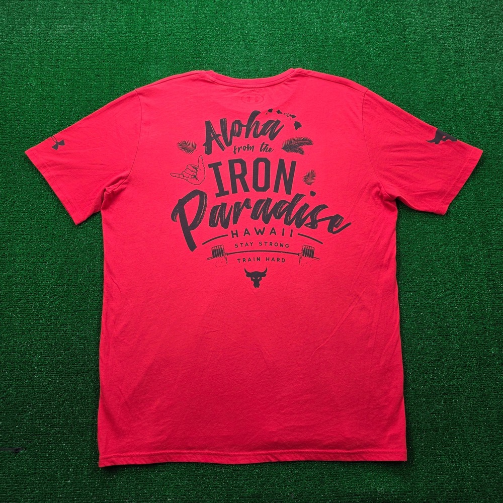 Under Armour Project Rock Aloha From The Iron Paradise Graphic Tshirt Mens XL